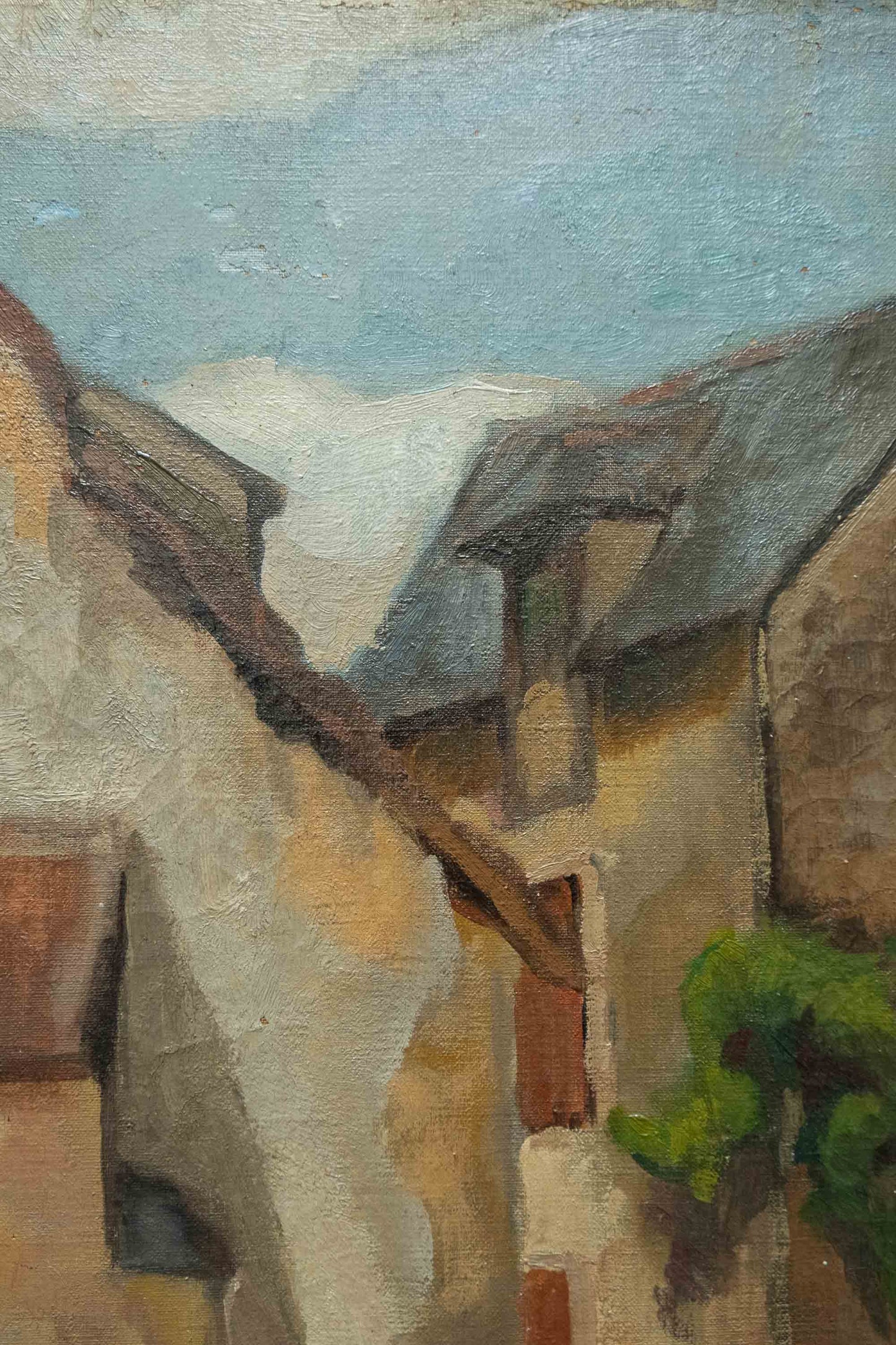 Village in Brittany. French late XIX century Post'Impressionist landscape.