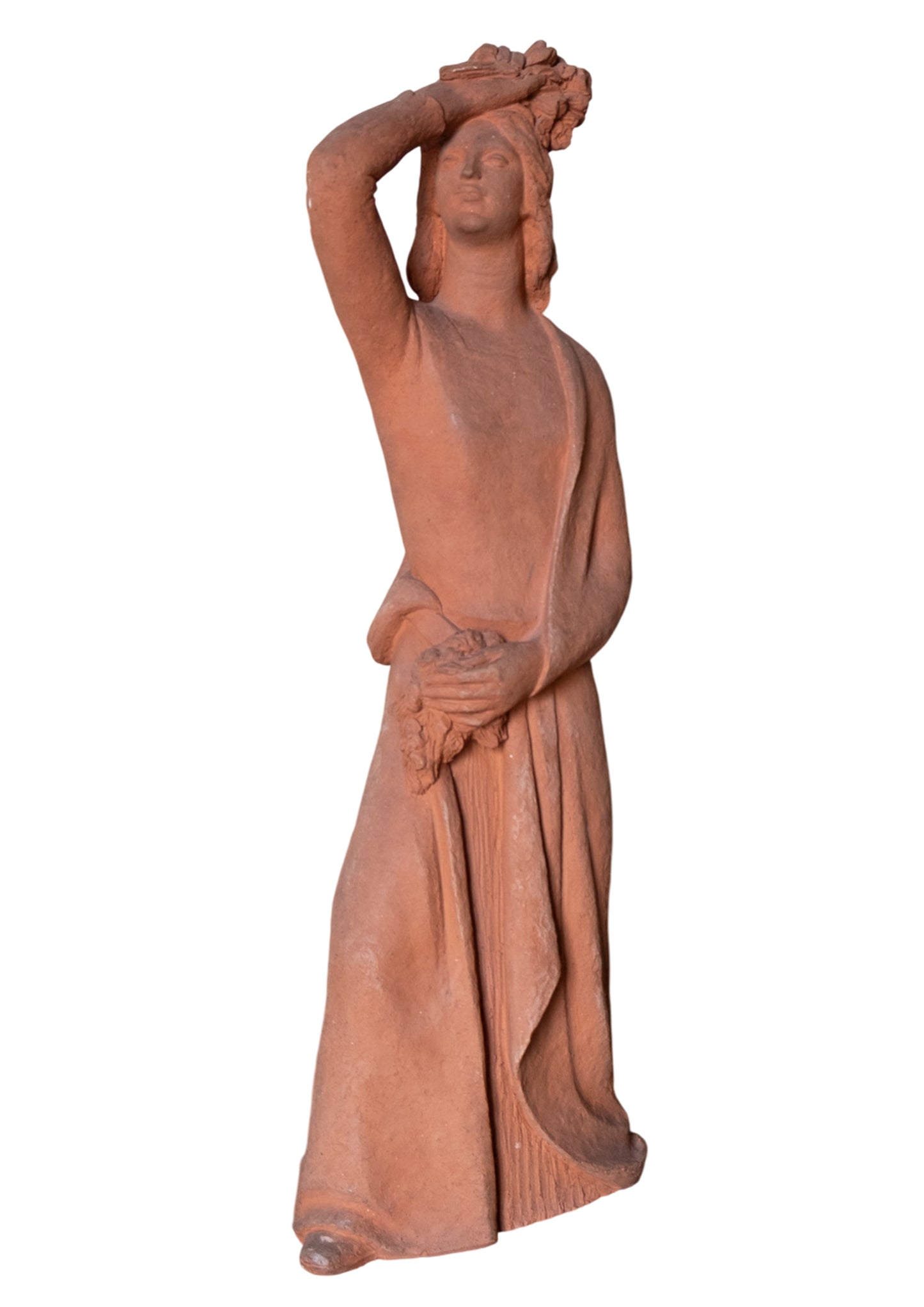 Woman with flowers on head, terracotta sculpture, 1930s-40s, Giorgio Rossi (1894-1981). Tuscan Sculptor.