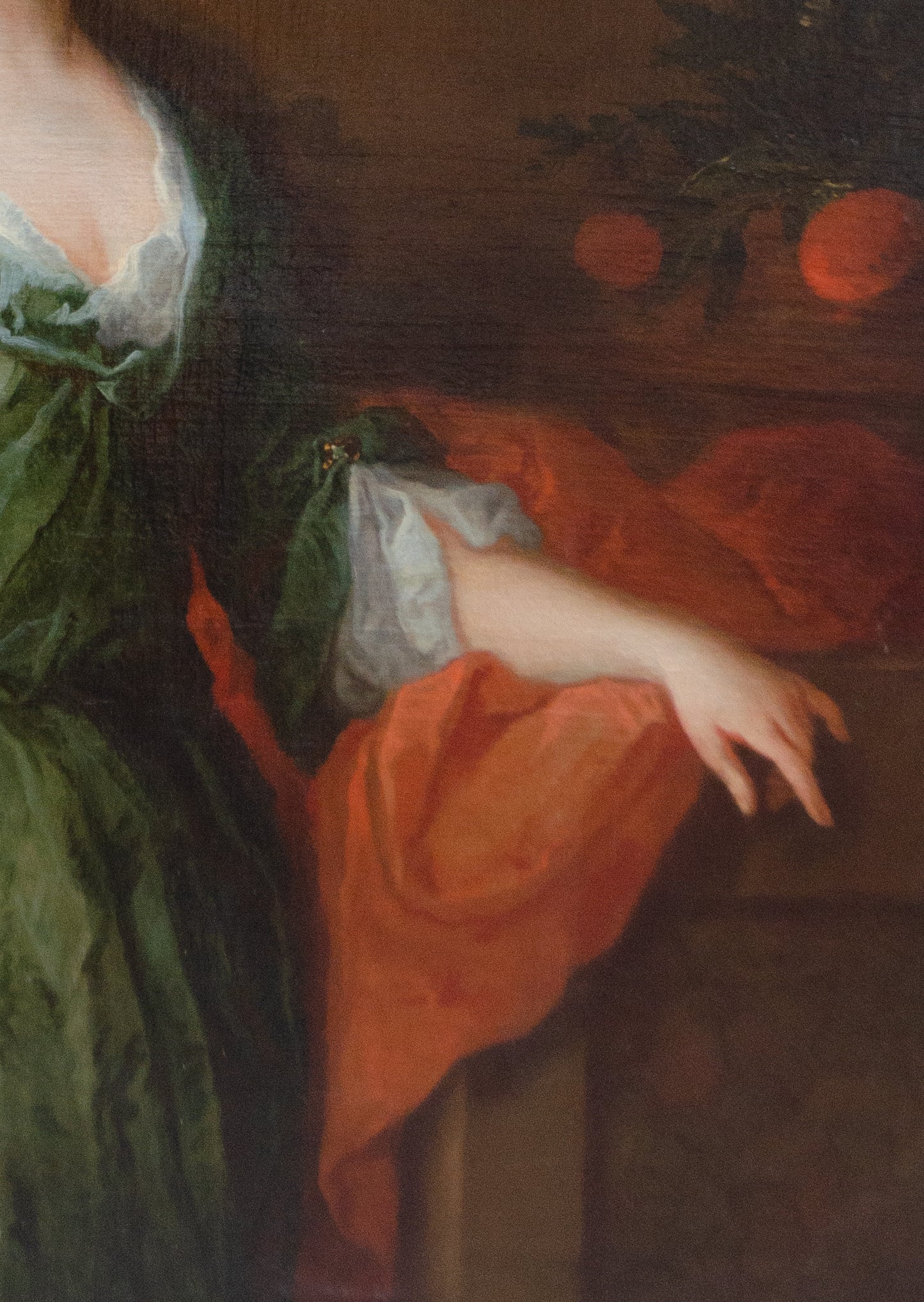 Large English School Portrait of lady with Oranges. 1715 circa