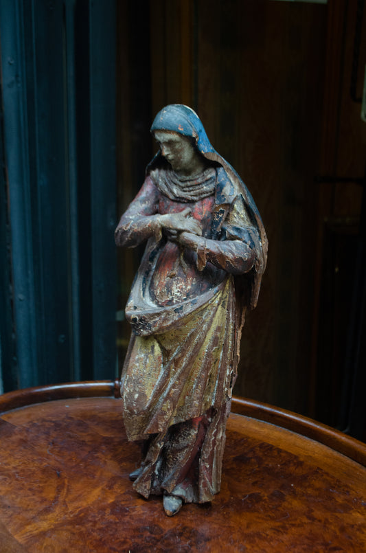 Sculpture Of A Woman Praying With Joined Hands. 17th Century Or Earlier.