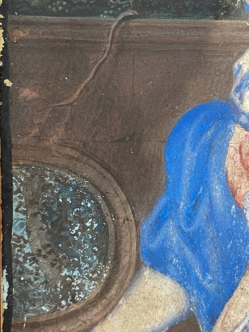 Ritratto di scuola olandese, circa 1670, giovane dama nel giardino davanti a balaustra