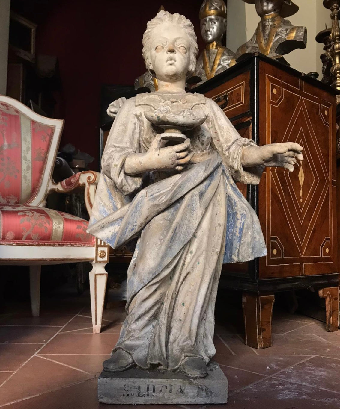 Ancient baroque statue of Saint Lucia. XVII century