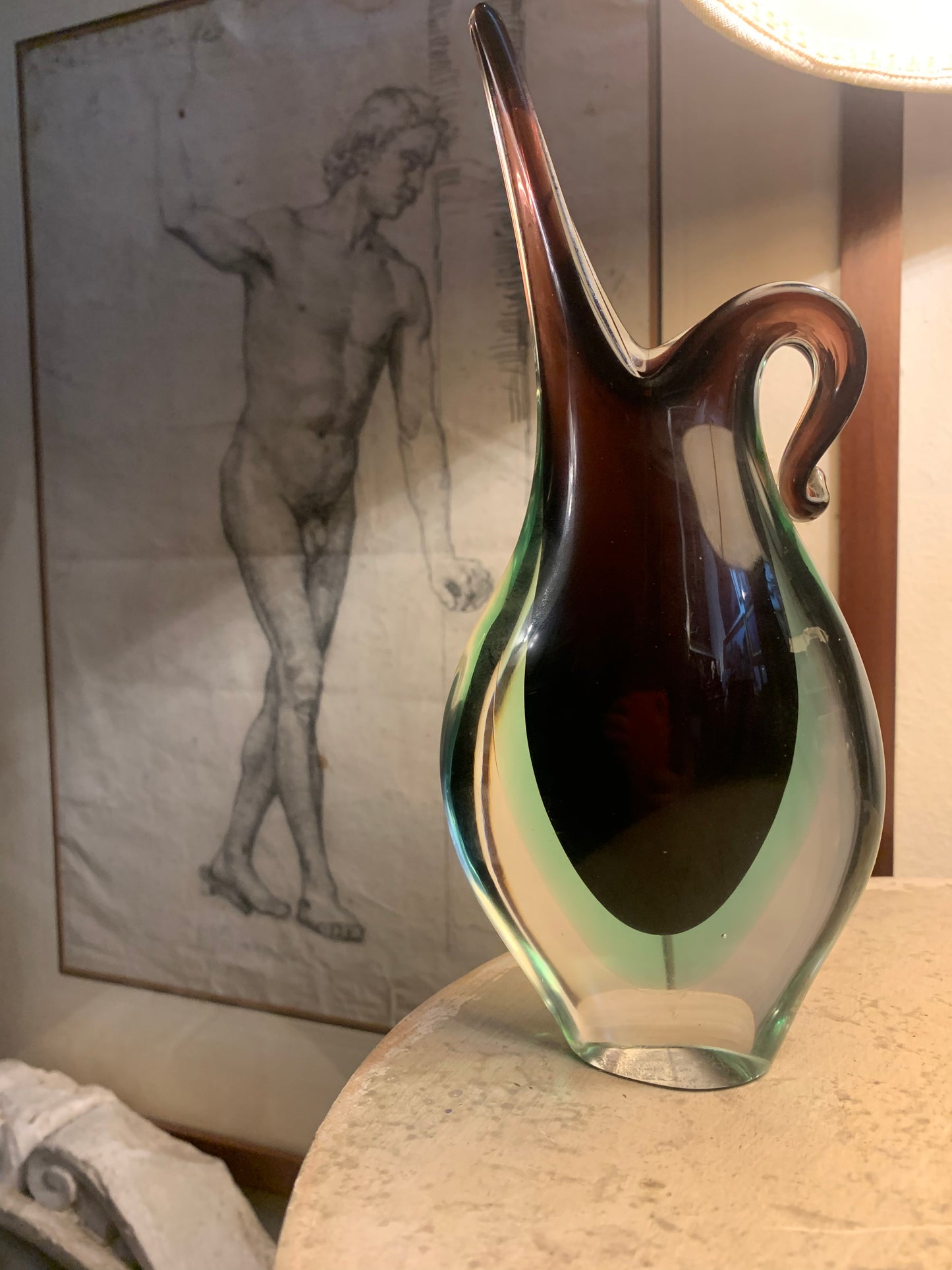 Sommerso glass vase in three colours. circa 1960. Murano