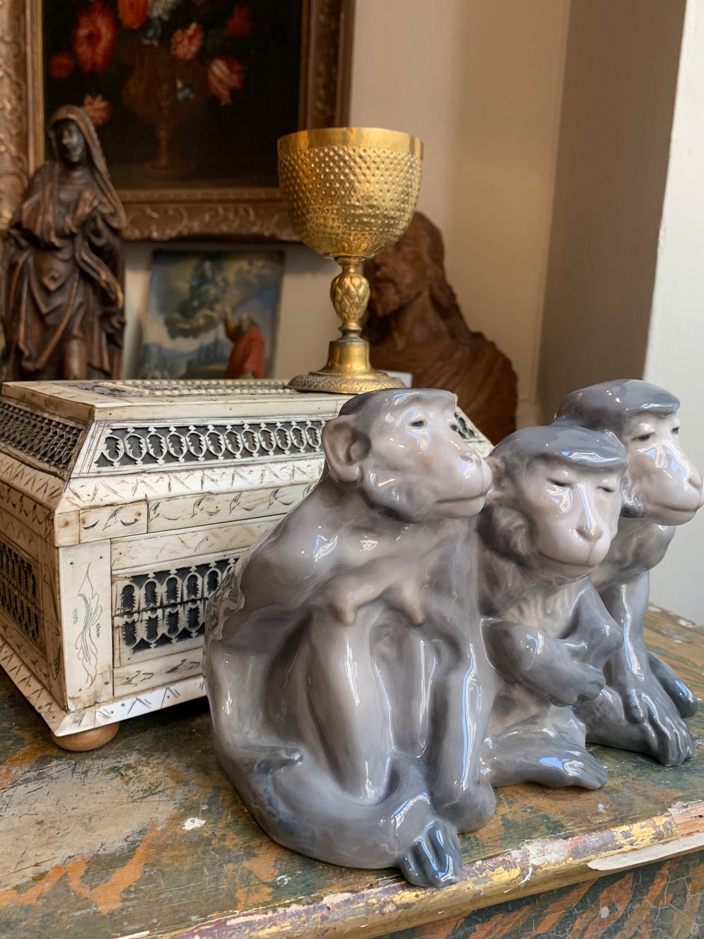 Rare danish figurine of Three Monkeys. Royal Copenhagen. Model 940