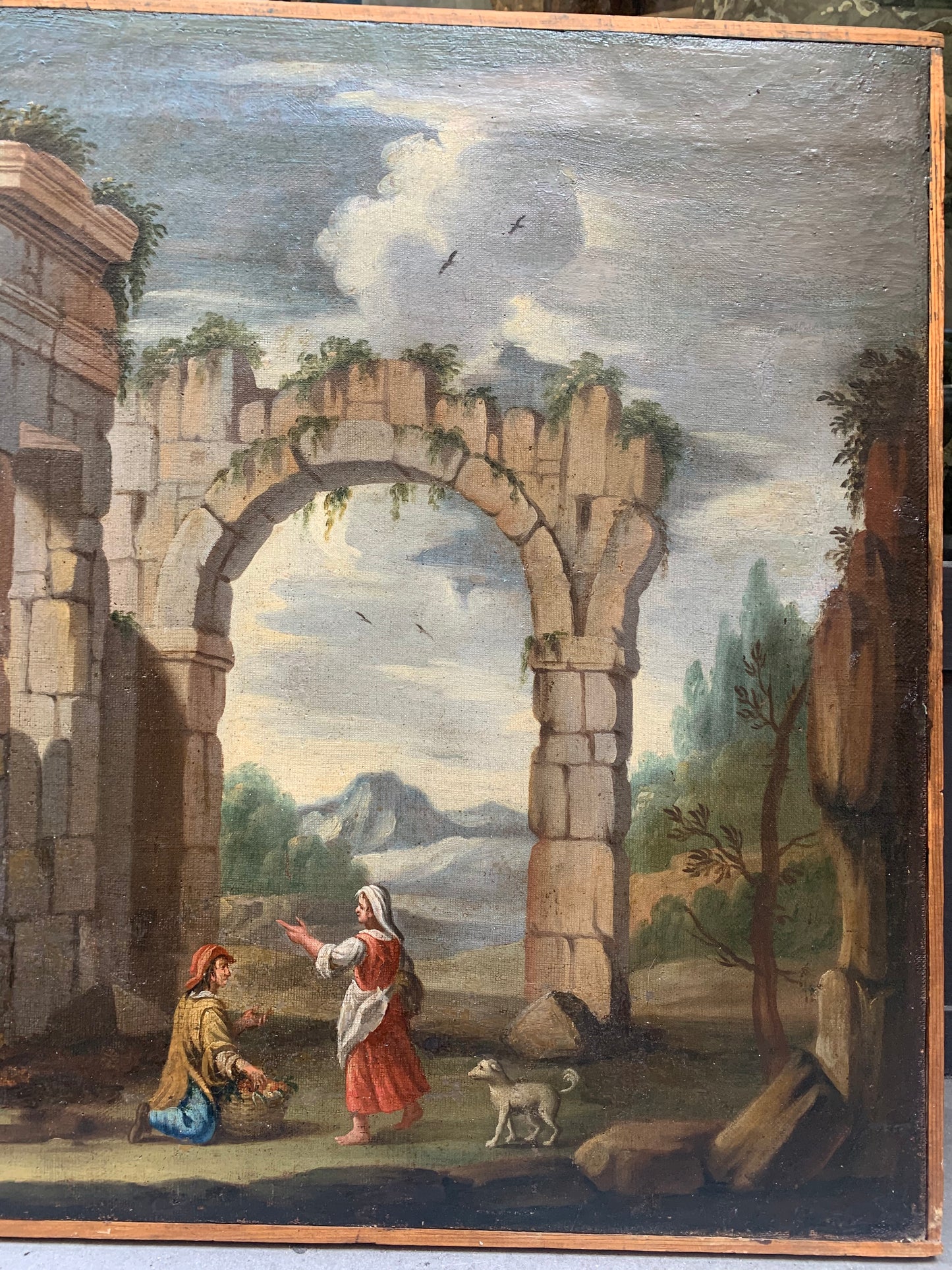 Architectural Capriccio with Ancient Roman Ruins,Column and Arches. Date of creation 1718.