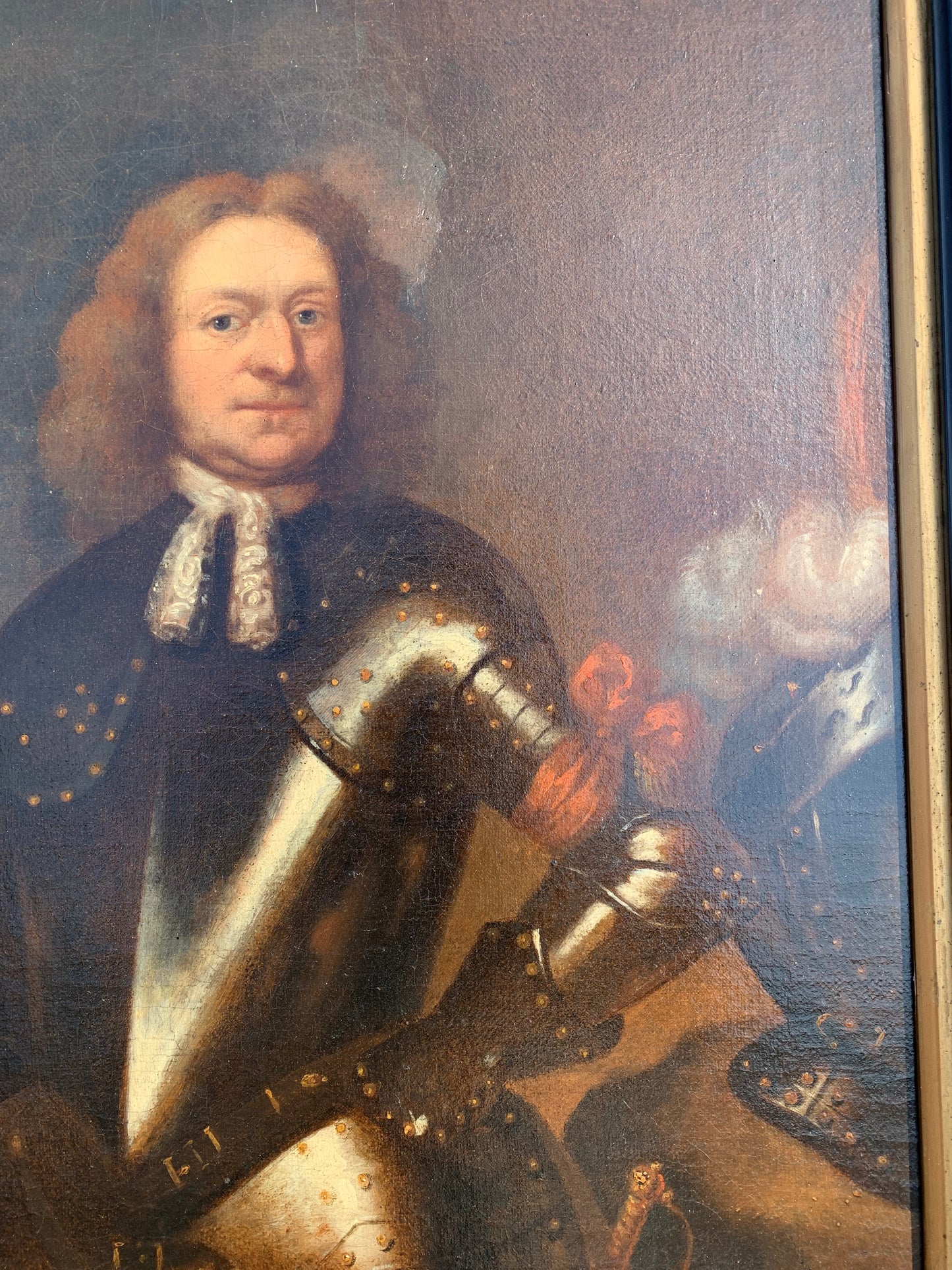 Portrait of a military commander in armor with a marshal's staff. Dutch School.