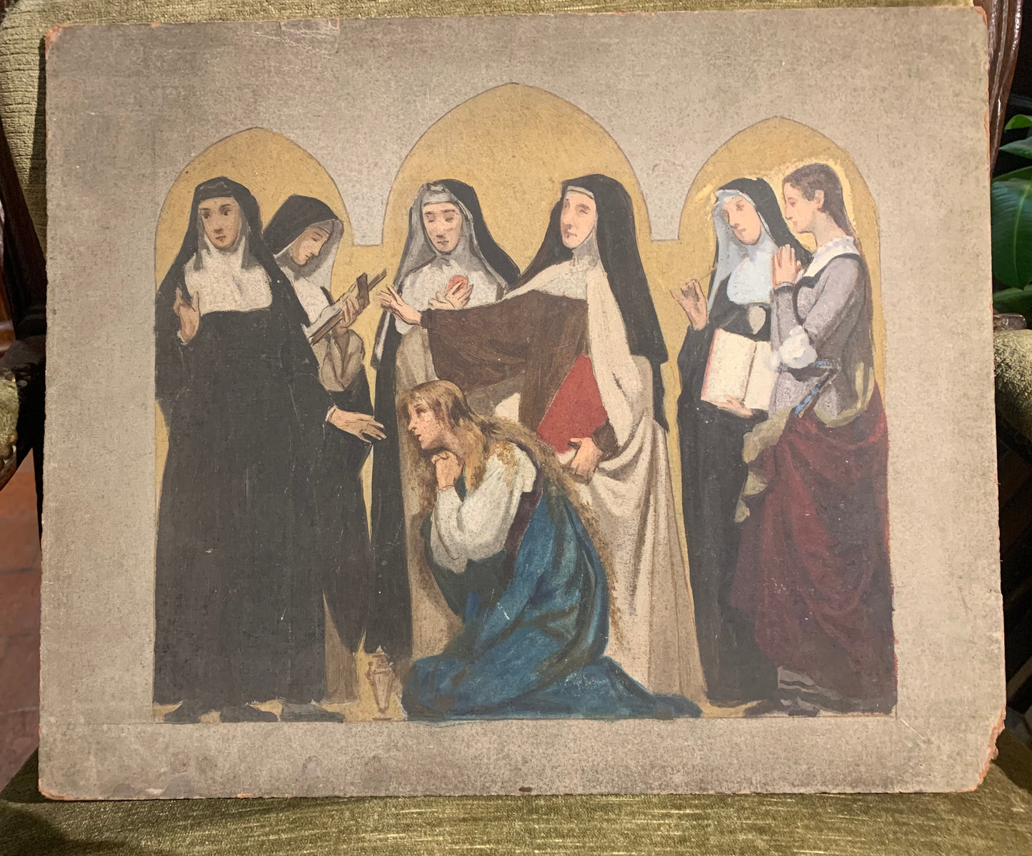 Preparatory sketch with nuns and Mary Magdalene.  Late 19th century.