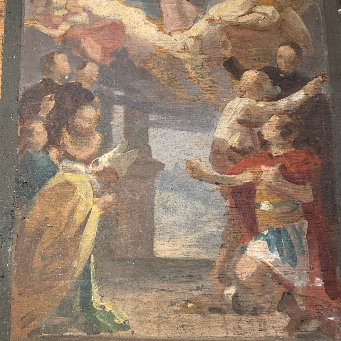 Preparatory sketch for a painting of “Assumption of Mary with Saints”.