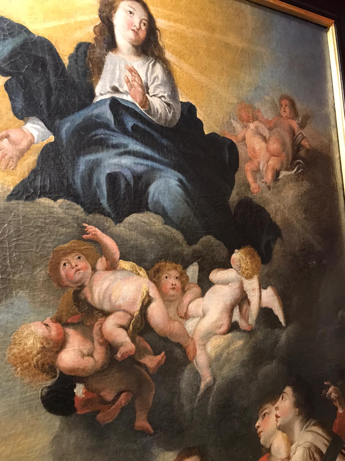 Ascension of the Madonna with the saints. 17th century Antwerp school.