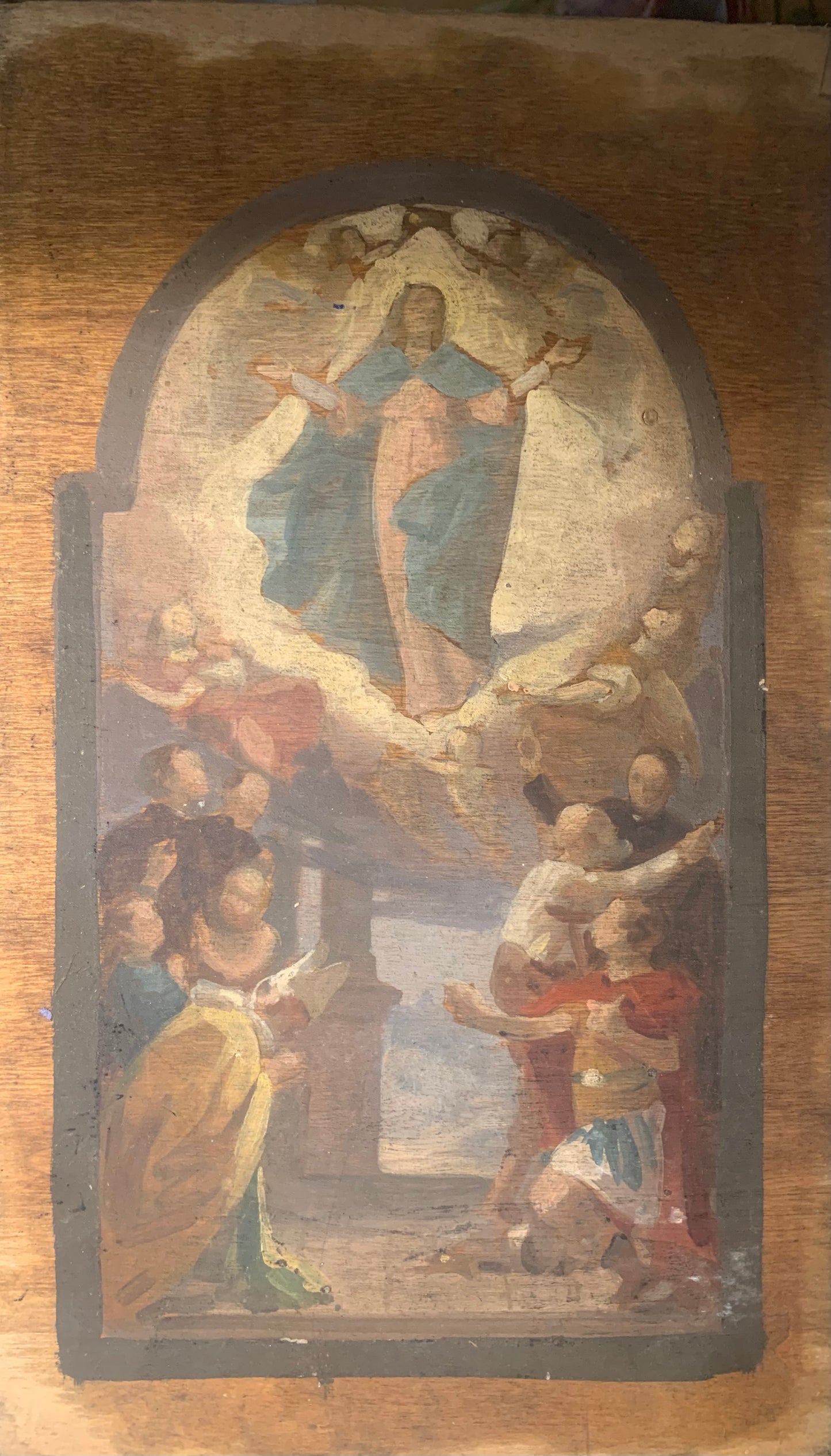 Preparatory sketch for a painting of “Assumption of Mary with Saints”.