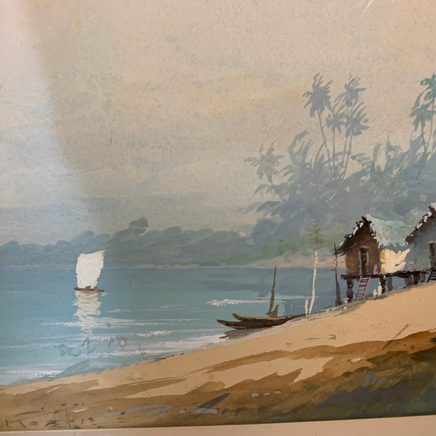 Island in Polynesia. Gouache on paper. Early XX centruy