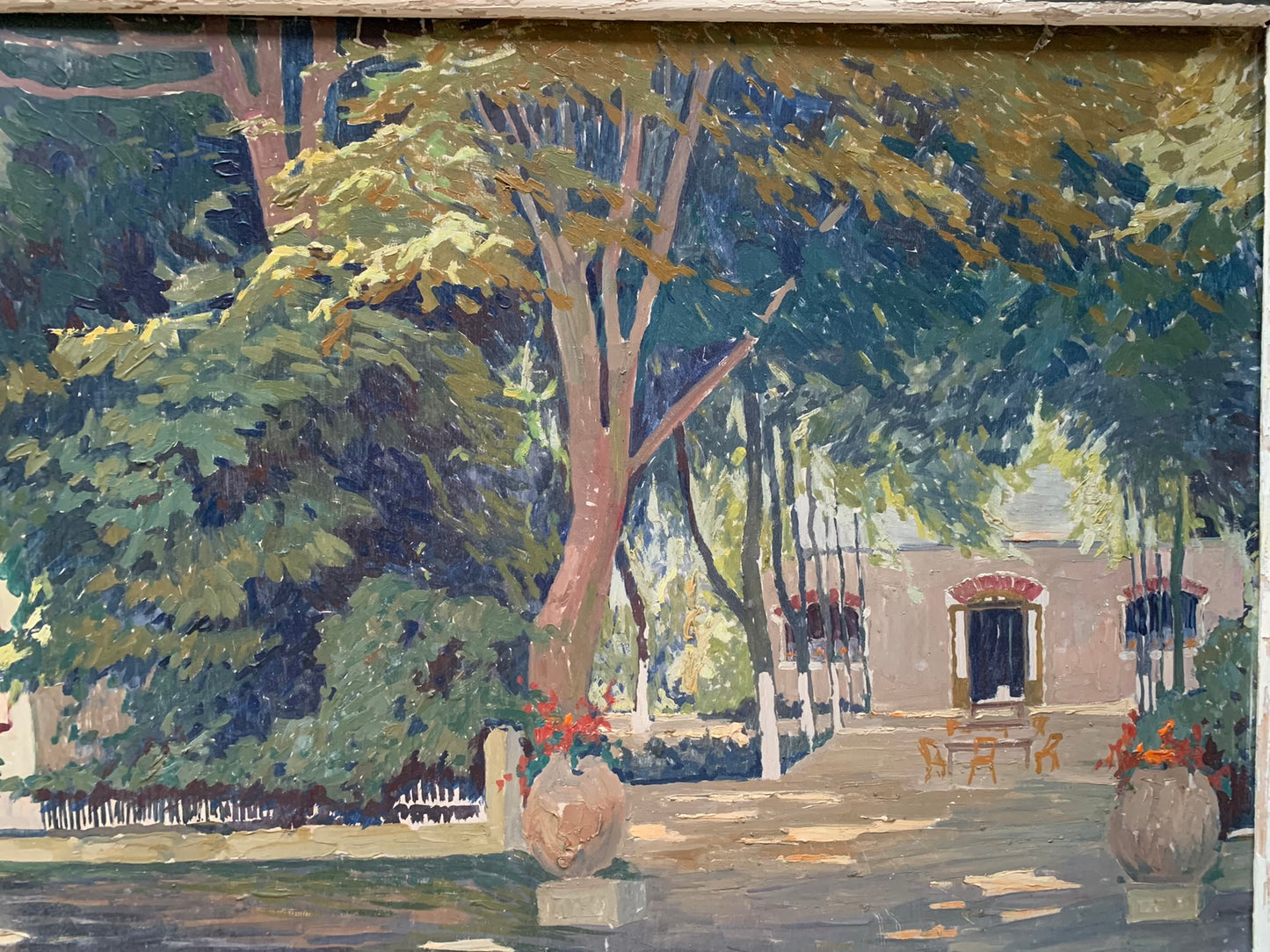 Raul Martinez (1876–1974). Sunny afternoon in the courtyard of a Hasienda in Cuba.