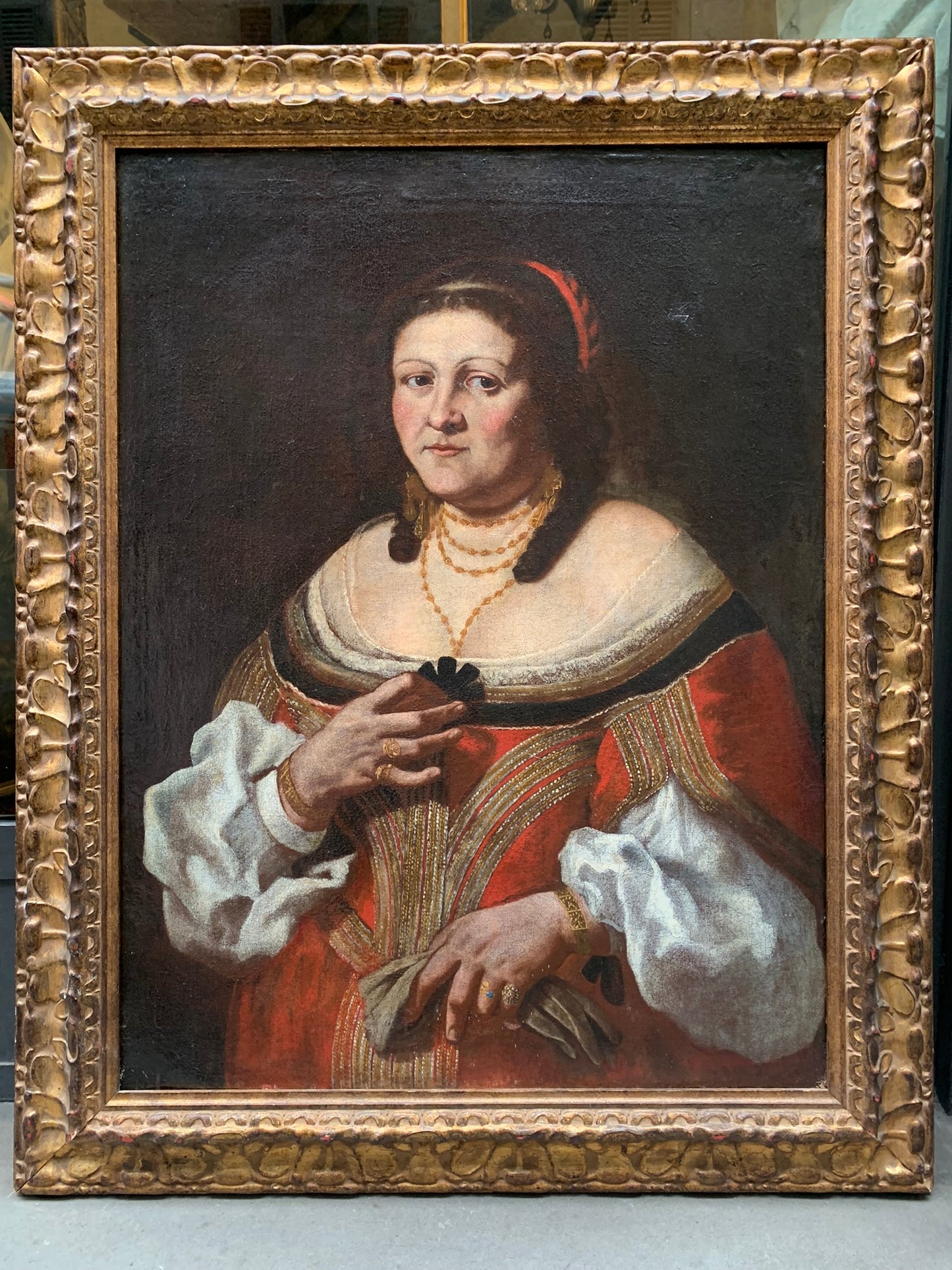 Portrait of a noblewoman. Attributed to Carlo Ceresa. About 1640.