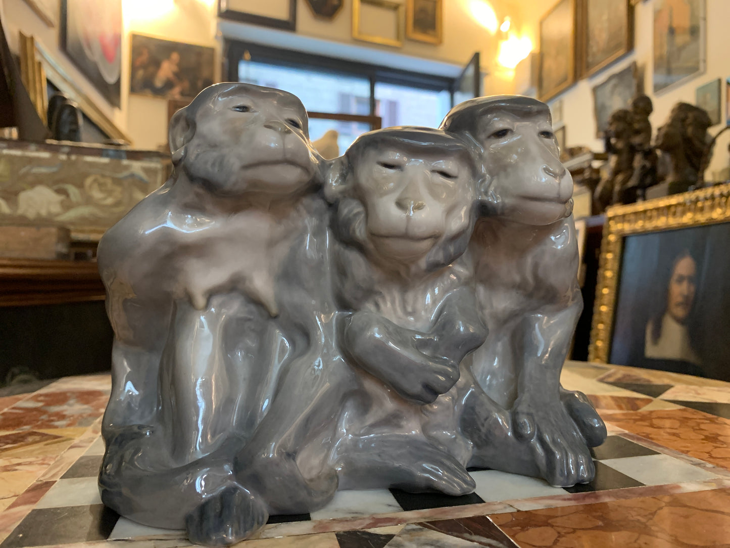 Rare danish figurine of Three Monkeys. Royal Copenhagen. Model 940